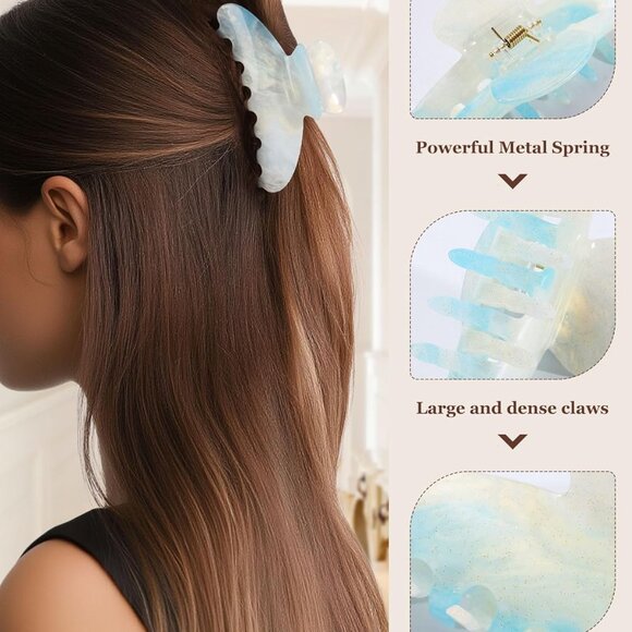 3PCS Hair Claw Clips Acrylic Non-slip Strong Hold for All Hair Types - Picture 4 of 7